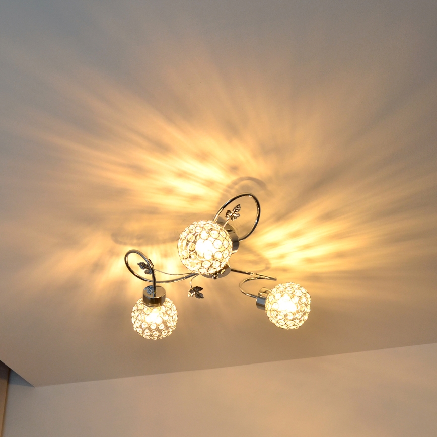 Lámpara de techo SOPHIA 3xE27/15W/230V cromo brillante/transparente