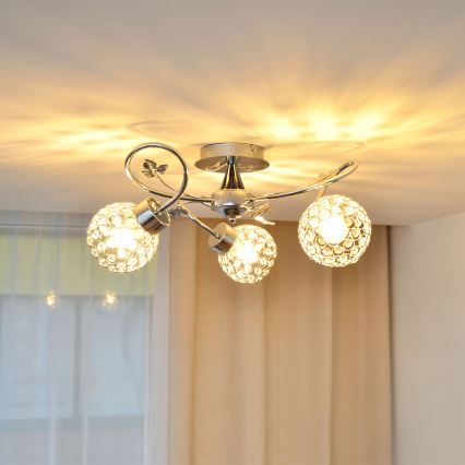 Lámpara de techo SOPHIA 3xE27/15W/230V cromo brillante/transparente
