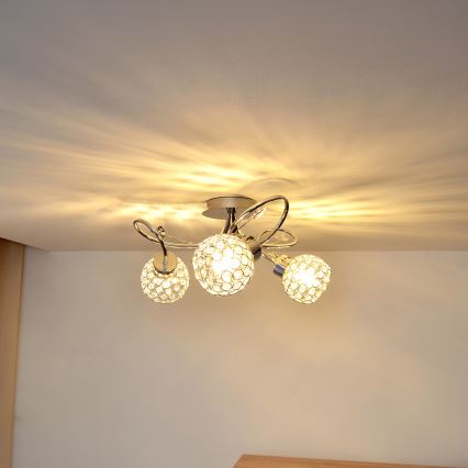 Lámpara de techo SOPHIA 3xE27/15W/230V cromo brillante/transparente