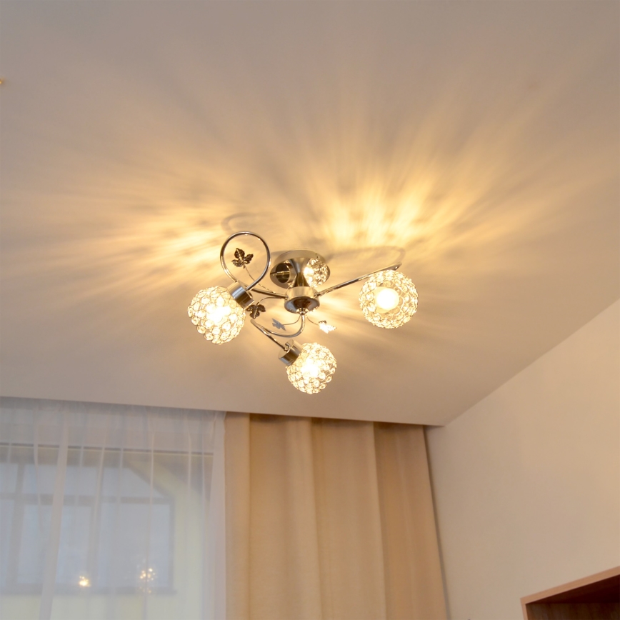 Lámpara de techo SOPHIA 3xE27/15W/230V cromo brillante/transparente