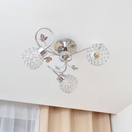 Lámpara de techo SOPHIA 3xE27/15W/230V cromo brillante/transparente