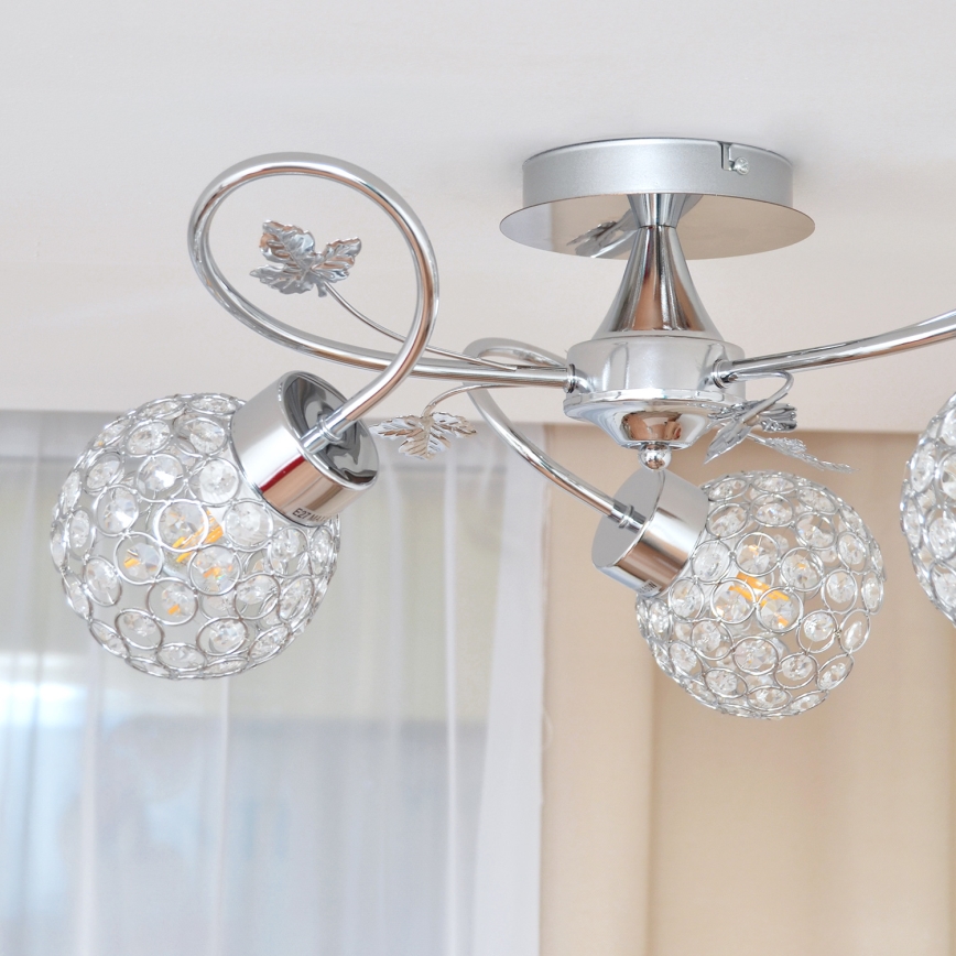 Lámpara de techo SOPHIA 3xE27/15W/230V cromo brillante/transparente