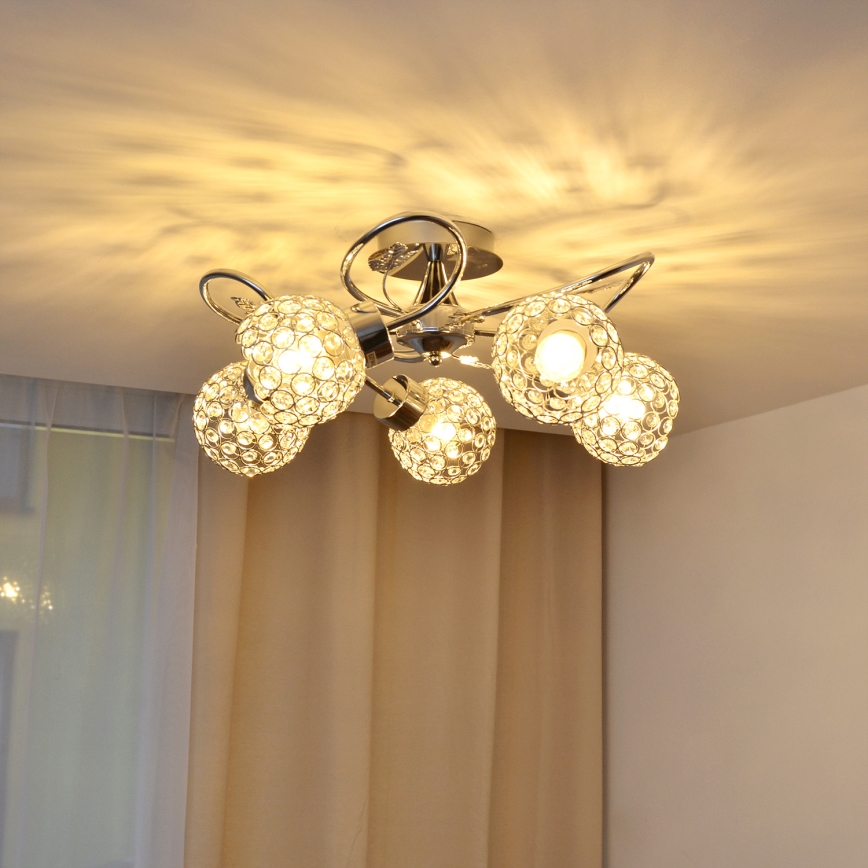 Lámpara de techo SOPHIA 5xE27/15W/230V cromo brillante/transparente