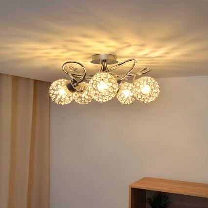 Lámpara de techo SOPHIA 5xE27/15W/230V cromo brillante/transparente