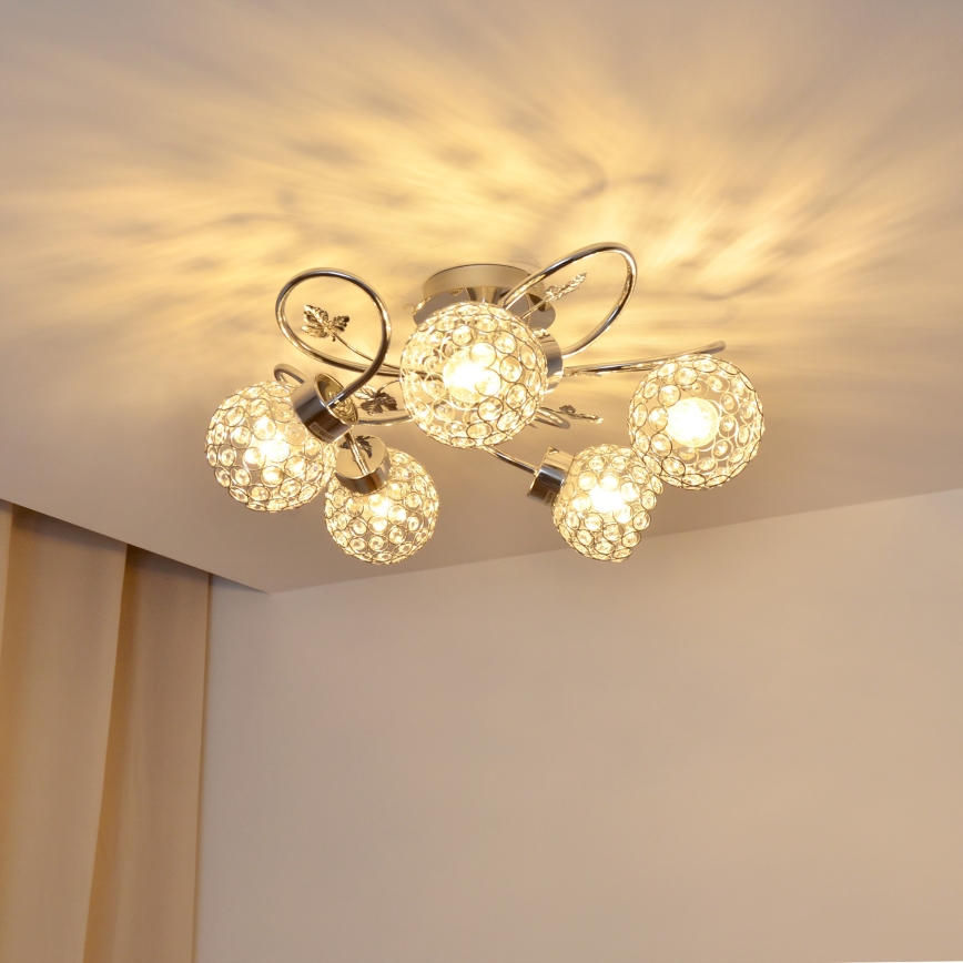 Lámpara de techo SOPHIA 5xE27/15W/230V cromo brillante/transparente