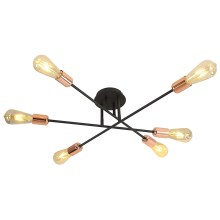 Lámpara de techo STRAIGHT 6xE27/15W/230V negro/cobre