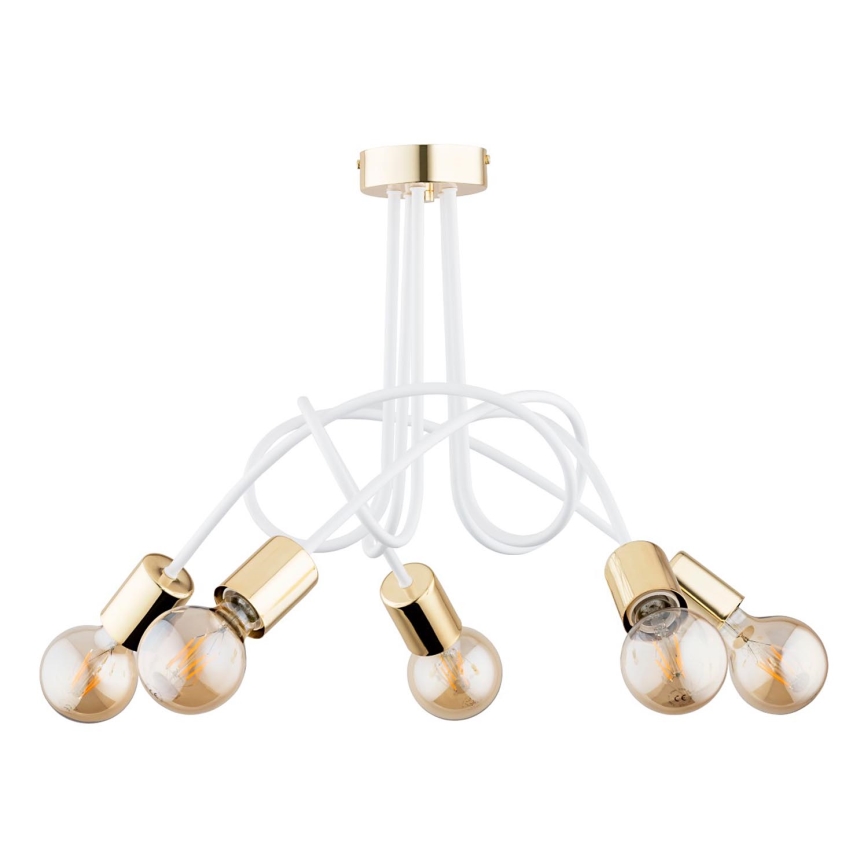 Lámpara de techo TANGO 5xE27/15W/230V blanco/dorado