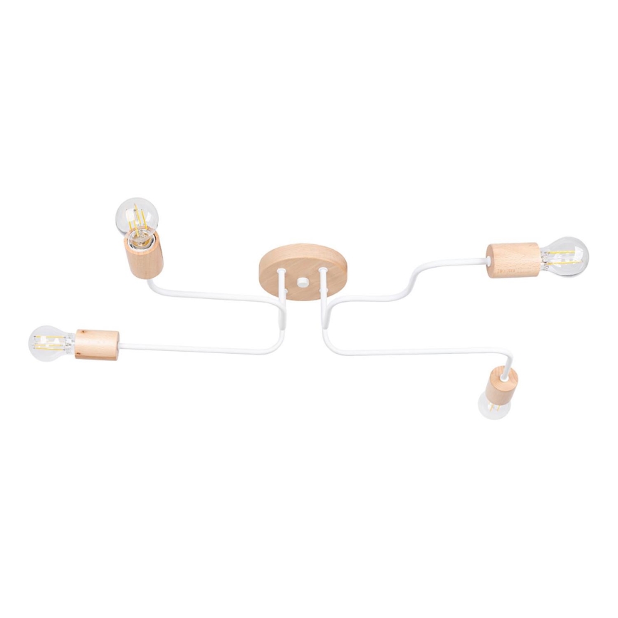 Lámpara de techo TIMBO 4xE27/15W/230V blanco/beige/haya