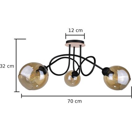 Lámpara de techo VENUS WOOD 3xE27/60W/230V