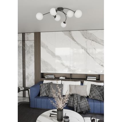 Lámpara de techo VIBRA 6xE14/10W/230V negro/blanco