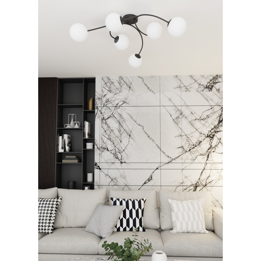 Lámpara de techo VIBRA 6xE14/10W/230V negro/blanco