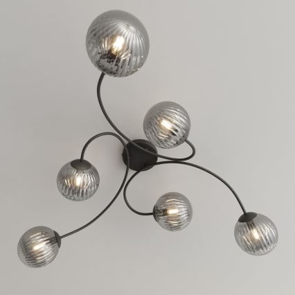 Lámpara de techo VIBRA 6xE14/10W/230V negro/gris