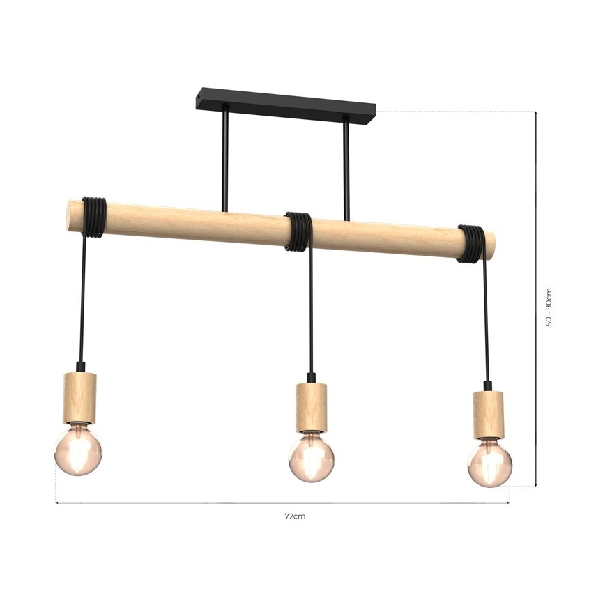 Lámpara de techo VIGA 3xE27/60W/230V madera