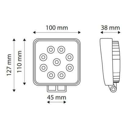 Lámpara de trabajo LED EPISTAR LED/27W/10-30V IP67 6000K