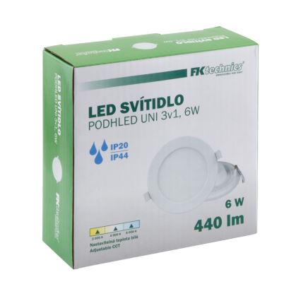 Lámpara empotrable de baño LED LED/6W/230V 3000/4000/6000K IP44