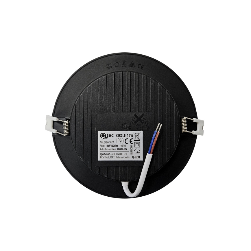 Lámpara empotrable LED CIRCLE LED/12W/230V 4000K diá. 17 cm negro