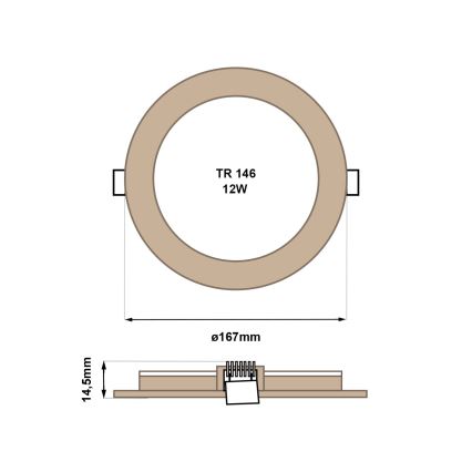 Lámpara empotrable LED CIRCLE LED/12W/230V 4200K diá. 16,7 cm marrón