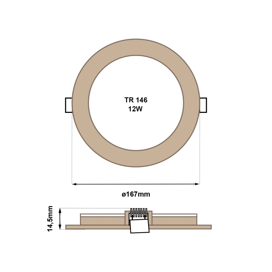 Lámpara empotrable LED CIRCLE LED/12W/230V 4200K diá. 16,7 cm marrón