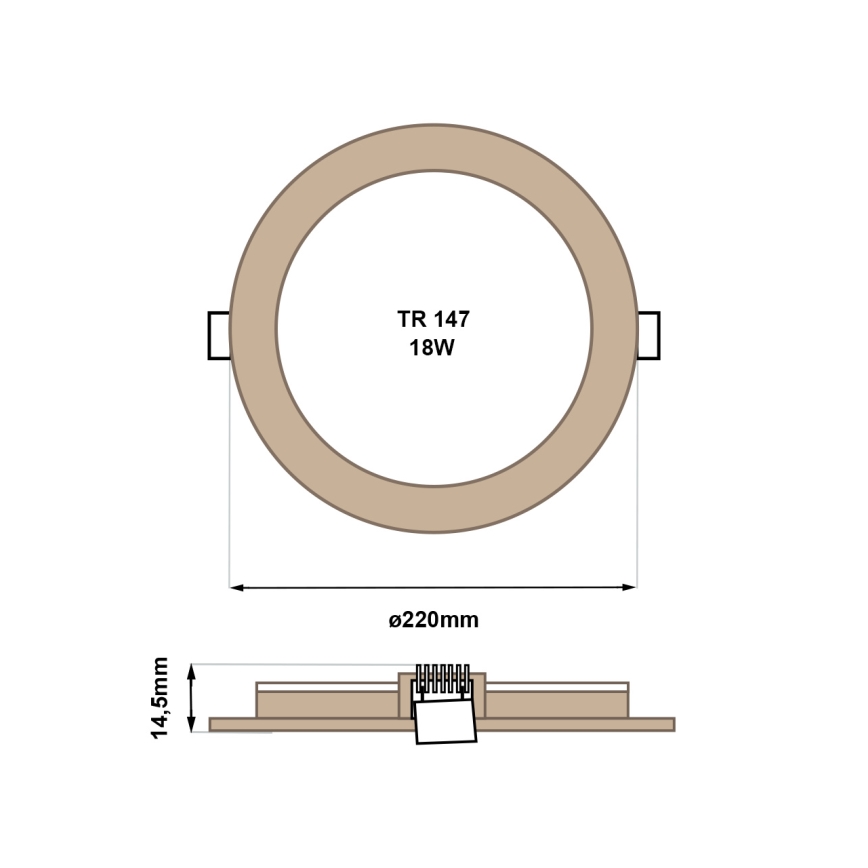 Lámpara empotrable LED CIRCLE LED/18W/230V 4200K diá. 22 cm marrón