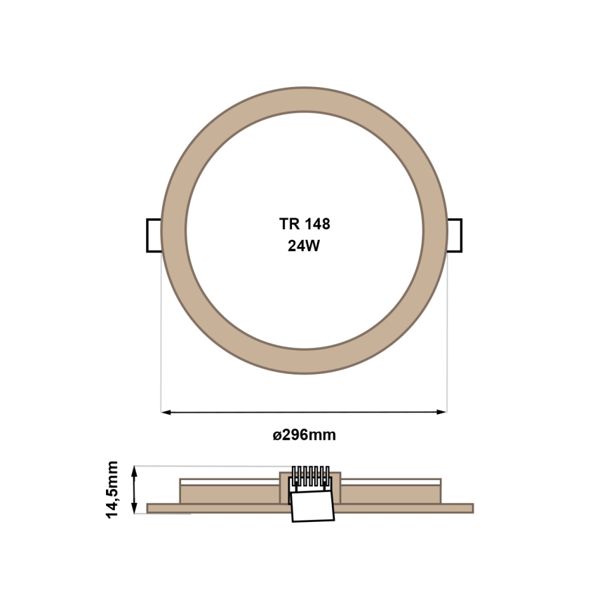Lámpara empotrable LED CIRCLE LED/24W/230V 4200K diá. 29,6 cm marrón