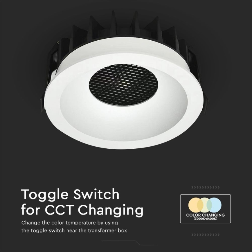 Lámpara empotrable LED LED/12W/230V 3000/4000/6400K ø 8,6 cm blanco