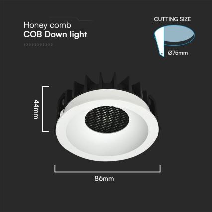 Lámpara empotrable LED LED/12W/230V 3000/4000/6400K ø 8,6 cm blanco