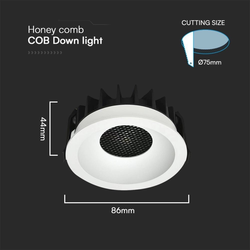 Lámpara empotrable LED LED/12W/230V 3000/4000/6400K ø 8,6 cm blanco