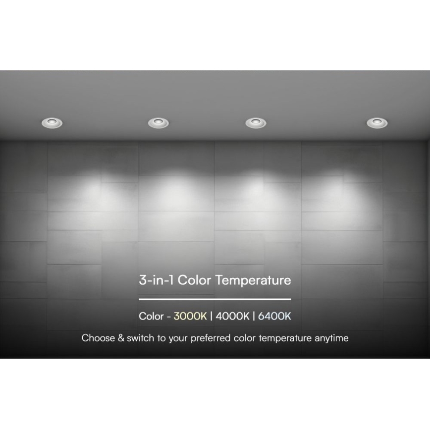 Lámpara empotrable LED LED/18W/230V 3000/4000/6400K diá. 10,6 cm blanco