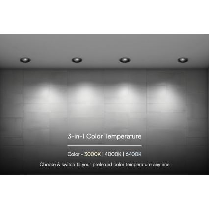 Lámpara empotrable LED LED/18W/230V 3000/4000/6400K ø 10,6 cm negro