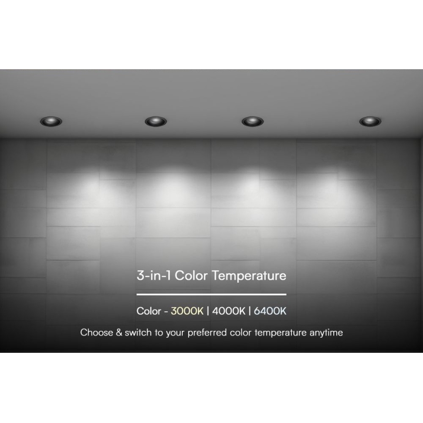 Lámpara empotrable LED LED/18W/230V 3000/4000/6400K ø 10,6 cm negro