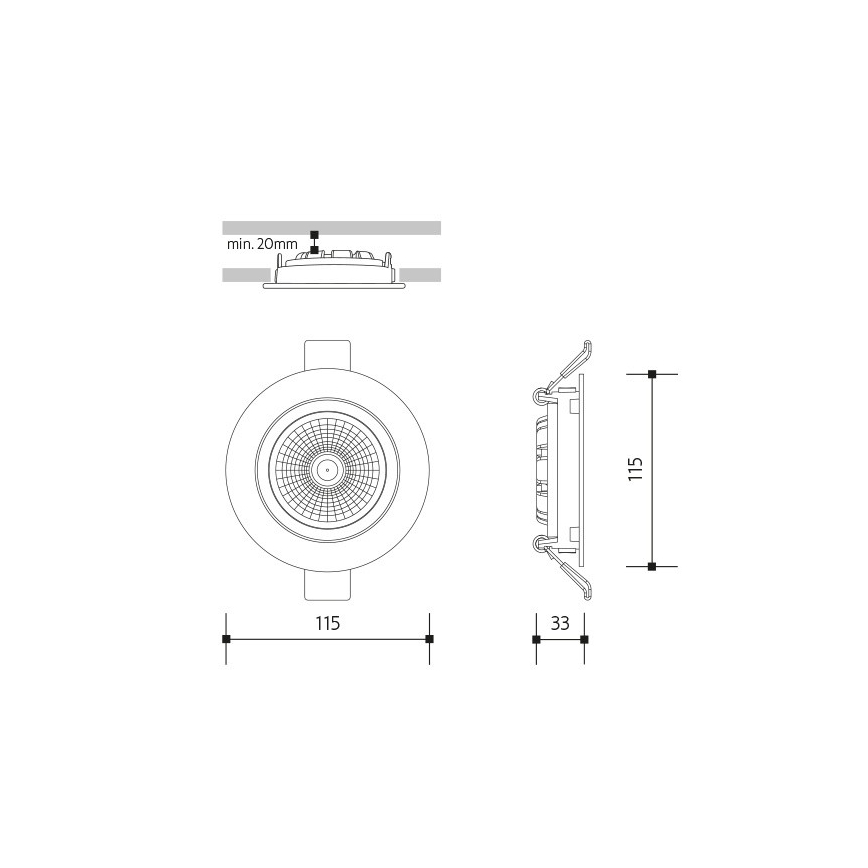 Lámpara empotrable LED LED/18W/230V 4000K diá. 11,5 cm negro