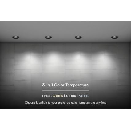 Lámpara empotrable LED LED/24W/230V 3000/4000/6400K ø 13,5 cm negro