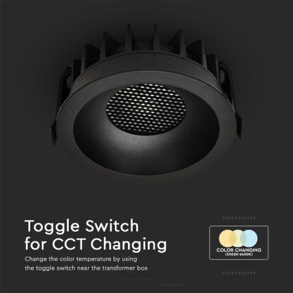 Lámpara empotrable LED LED/24W/230V 3000/4000/6400K ø 13,5 cm negro