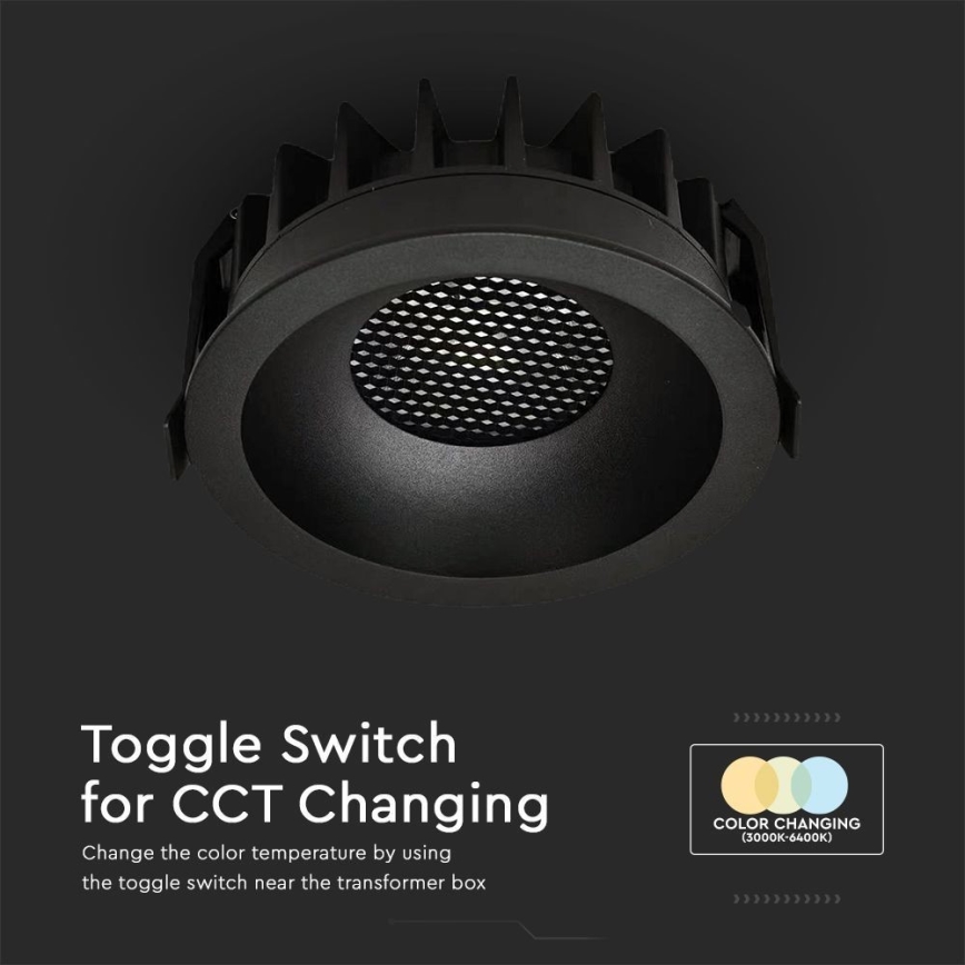 Lámpara empotrable LED LED/24W/230V 3000/4000/6400K ø 13,5 cm negro