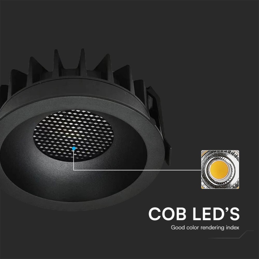 Lámpara empotrable LED LED/24W/230V 3000/4000/6400K ø 13,5 cm negro