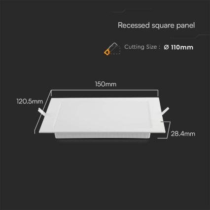 Lámpara empotrable LED LED/6W/230V 12x12 cm 6500K blanco