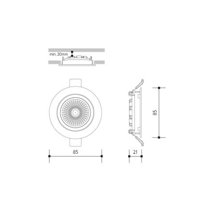Lámpara empotrable LED LED/6W/230V 4000K diá. 8,5 cm negro
