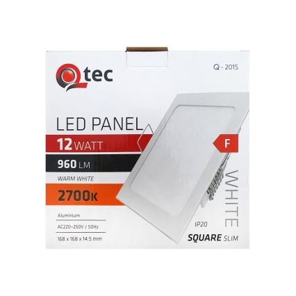 Lámpara empotrable LED QTEC LED/12W/230V 2700K 16,8x16,8 cm