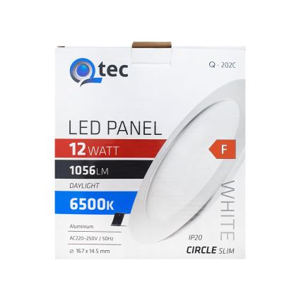 Lámpara empotrable LED QTEC LED/12W/230V 6500K diá. 16,7 cm