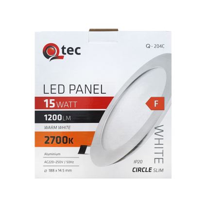 Lámpara empotrable LED QTEC LED/15W/230V 2700K diá. 18,8 cm