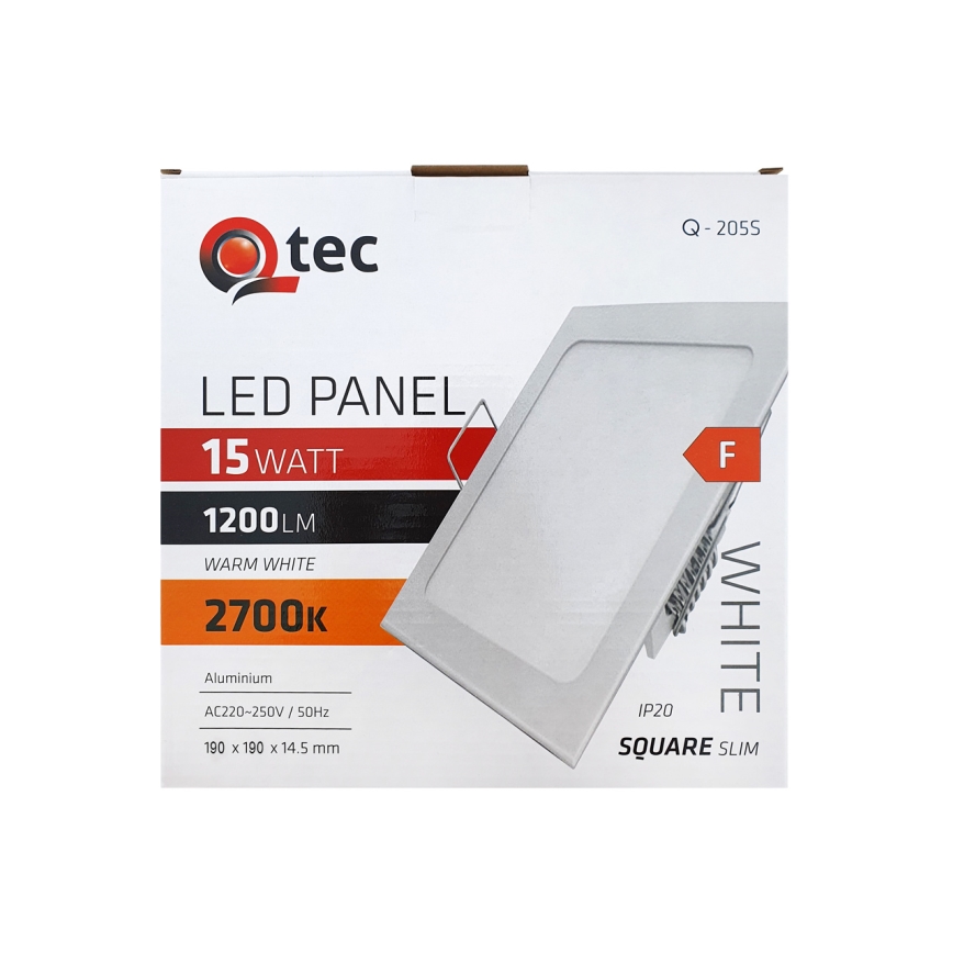 Lámpara empotrable LED QTEC LED/15W/230V 2700K 19x19 cm