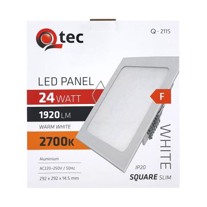 Lámpara empotrable LED QTEC LED/24W/230V 2700K 29,2x29,2 cm