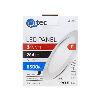 Lámpara empotrable LED QTEC LED/3W/230V 6500K diá. 8,3 cm