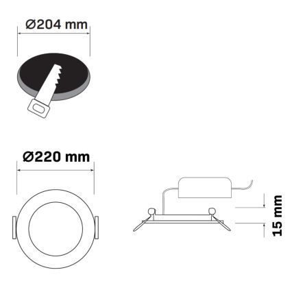 Lámpara empotrable LED RIGEL LED/14W/230V 4000K diá. 22 cm negro