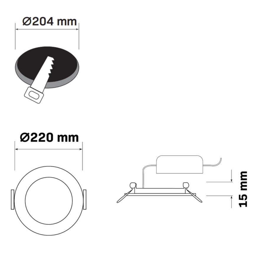 Lámpara empotrable LED RIGEL LED/14W/230V 4000K diá. 22 cm negro
