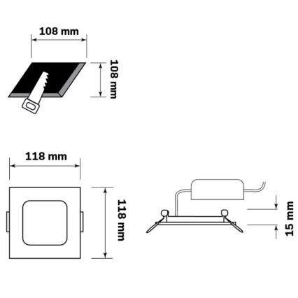 Lámpara empotrable LED RIGEL LED/4,8W/230V 4000K 11,8x11,8 cm negro