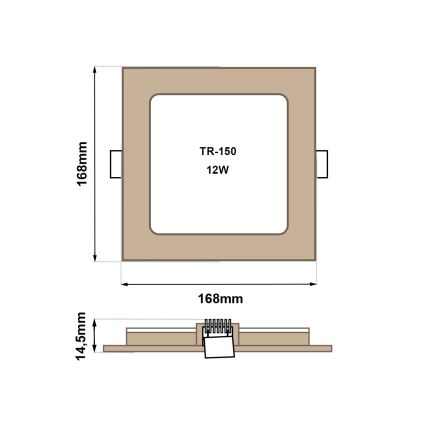Lámpara empotrable LED SQUARE LED/12W/230V 4200K 16,8x16,8 cm marrón