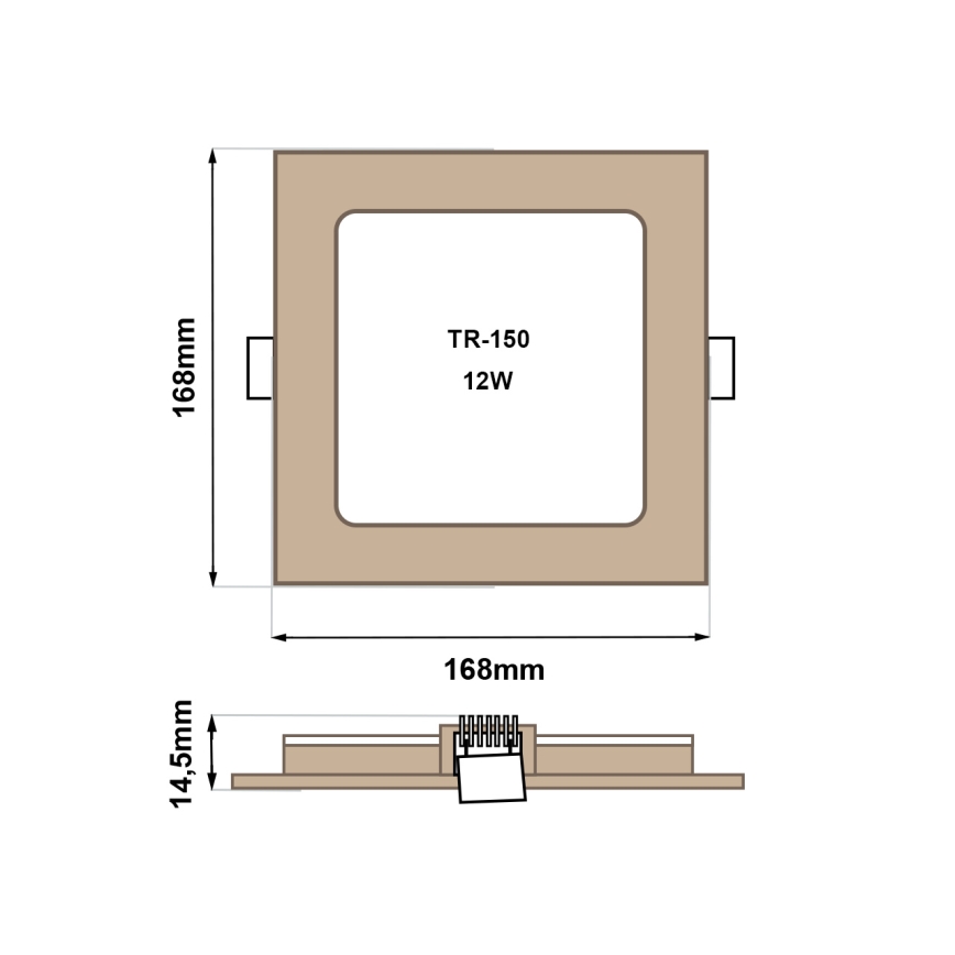 Lámpara empotrable LED SQUARE LED/12W/230V 4200K 16,8x16,8 cm marrón