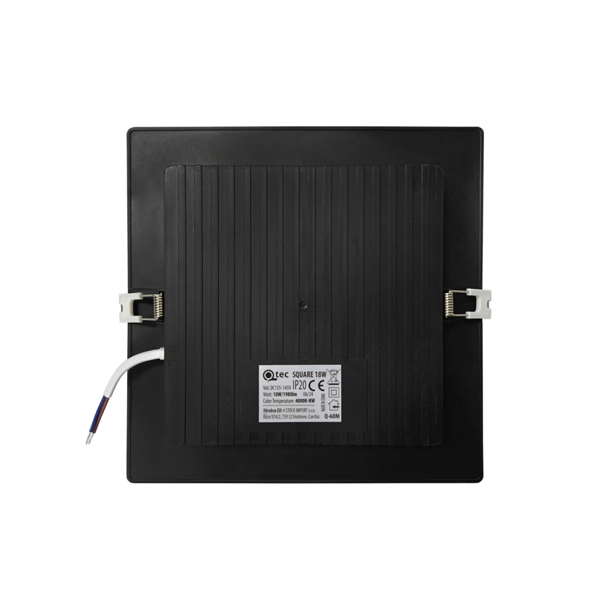 Lámpara empotrable LED SQUARE LED/18W/230V 4000K 22x22 cm negro