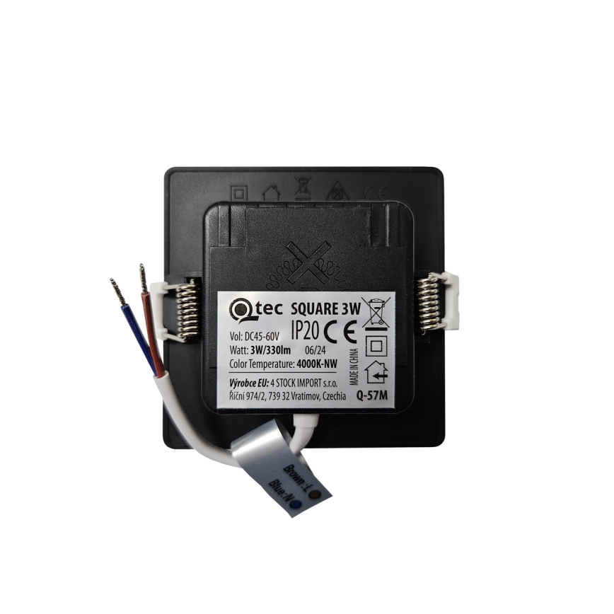 Lámpara empotrable LED SQUARE LED/3W/230V 4000K 9x9 cm negro